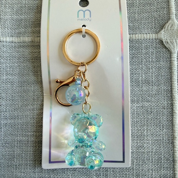 Handbags - Teal Bear bag charm/Keychain with Gold hardware